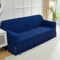 조이누리 사계절용 프릴 쇼파커버 쇼파스커트 고탄력 스판 구름퀄팅 4인용 3인용 2인용 1인용, 1개, 블루사파이어