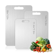 Ti-Vision 주방용 순수 티타늄 도마 1등급 금속 초박형 0.1cm(0.04인치) 칼 친화적 간편한 세척 3가지 사이즈 (라지/미디엄/스몰), 스몰