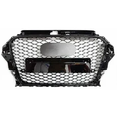 A3/S3 용 허니컴 그릴 메쉬 8V 2014 스타일 Hex 앞 범퍼 후드 New, 25 Black Emblem4