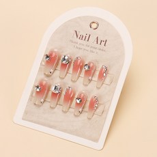 美甲貼片穿戴甲夏季甜酷風美甲片可拆卸貓咪星星蝴蝶結假指甲短款, 1個, BY1683:工具包款