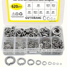 620PCS M2-M12 스프링 잠금 와셔 분류 키트 304 스테인리스강 스프링, 620개
