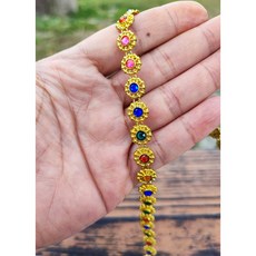 【非織不可】塑料圓形貼鑽裝飾條 線帶珠鍊 舞台戲曲演出服輔料DIY配飾, 1個, 8, 金色/銀色