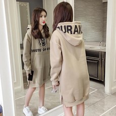 MOSAIRATION 여성용 오버사이즈 롱 후드티 캐주얼 스타일 가을 겨울용 편안한 데일리룩 맨투맨 I0121307