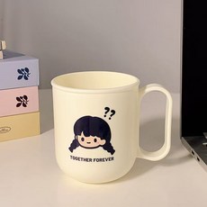 情侶可愛漱口杯 簡約加厚耐摔刷牙杯, 問號女孩,401-500ml, 1個