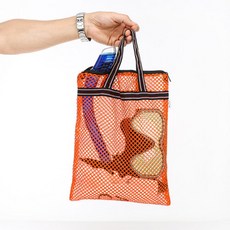 [아쿠스] 수영장 물놀이 워터파크 물빠짐 망사 메쉬 파우치 수영 가방 컬러 택1, 핑크