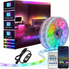 LED 스트립 조명 컴퓨터 TV 침실 장식용 네온 리본 블루투스 RGBIC WS2812B 5050 5V 유연한 20m, 20.5050 24Key - 20M, 1개