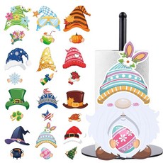 홀리데이 교체 가능한 페이퍼 타월 홀더 조리대 스탠드 타월 홀더 25개 교체 가능한 계절 자석 장식 축제 가정 주방 욕실 소박한 장식