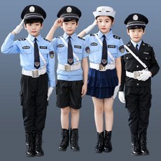 【臺灣-出貨】夏季兒童小警察服軍裝套裝男女警官服短袖幼兒園角色演出服裝