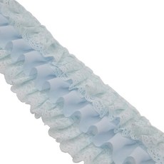 천 재봉 DIY 공예품 공급을 위한 5야드 3-3/4인치 와이드 플리츠 레이스 트림(보라색-2야드), Sky Blue-2 Yeards, 1개