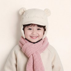 오뜨앙쥬 아동용 곰돌이 패딩 귀달이 방한 모자