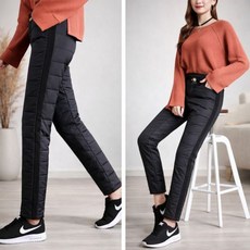 여성 겨울 패딩 팬츠 슬림핏 보온 기모 일상 출퇴근 편한 바지 신축성 밴딩 데일리 방한