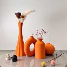 우아한 인공 꽃병 세트 꽃꽂이 또는 모델 룸 디스플레이에 적합 가정 사무실 장식, 04 Orange