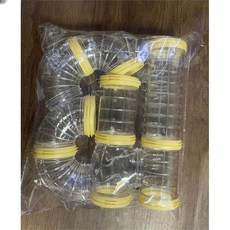 햄스터 터널 투명 미로 장난감 케이지 놀이터 하우스, 1개, 화이트 + 옐로우 가죽 링
