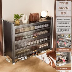 鋼製鞋櫃 5層收納櫃 60x36x80cm 灰色, 灰色2門5層 長60寬36高80cm 透明櫃門, 80個