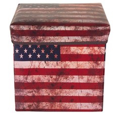 올댓세일 빈티지 수납의자 수납함 정리함 스툴, 1개, 성조기