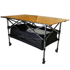 Frokom 접이식 캠핑 테이블 높이조절 롤 경량 휴대용 그물망포함, 우드