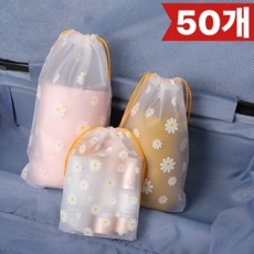 가온루트 반투명 생일 답례품 구디백 선물 포장 봉투, 50개, 데이지