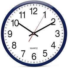 Bernhard Products 네이비 벽시계 무소음 - 40.6cm(16인치) 엑스트라 라지 품질 쿼츠 배터리 작동 원형 읽기 쉬운 가정/사무실/비즈니스/주방/교실/학교 시