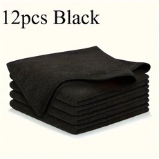 5/10/20/50개 소프트 블랙 플랫 청소용 천 세트 흡수성 및 속건성, 04 12pcs Black