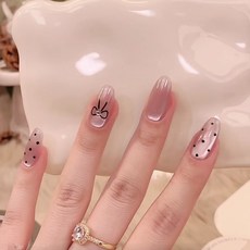 美甲貼片穿戴甲夏季甜酷風美甲片可拆卸貓咪星星蝴蝶結假指甲短款, 1個, BY1512金光墨點:膠水款