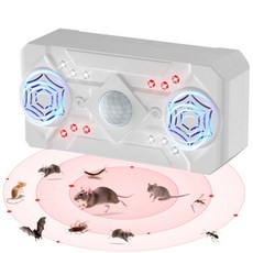 강력한 초음파 쥐 퇴치기/해충 퇴치기 300제곱미터 커버 (가정/사무실/창고용) 360도 박쥐 지네 바퀴벌레 개미 모기 퇴치, H788(흰색)