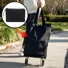 레이지데이즈 접이식 쇼핑카트 바퀴달린 장바구니 파우치형 대용량, 1개, 레이지데이즈 블랙