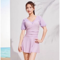 ZOKE 連身泳衣 網紗拼接 裙擺設計