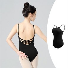 성인 발레복 상의 베이직 발레 무용 댄스 스포츠 언더웨어 속옷 캡내장 노메이커 레오타드형, 블랙