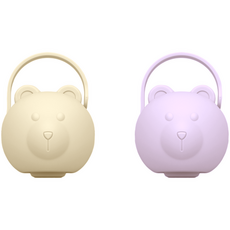 티지엠 국산 유아용 곰돌이 노리개 젖꼭지 보관 케이스, 아이보리 + 라벤더, 4개