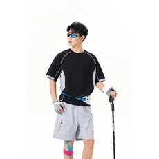 2026夏季運動迪桑棉速乾撞色短袖T恤男