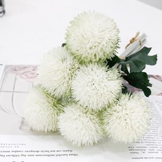 하스몰 프리미엄 몽글 민들레 조화 꽃다발 폼볼 플라워, 1개, 화이트