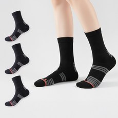 WICKEDRUN 러닝 여성 스포츠 쿠션 발목보호 양말 마라톤 등산, 1세트, 블랙 3P