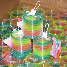 臺灣出貨 新款大號彩虹圈疊疊圈彈簧圈益智早敎禮物魔力彩虹彈圈懷舊玩具, 1個, 混色【直徑7厘米】彩虹圈*6個