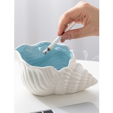 대형 가정용 세라믹 재떨이 먼지 방지 인테리어 소품 창의적 디자인, J_대형 조개색