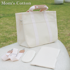 맘스코튼 기저귀 가방 캔버스 국민 (유모차고리 증정), 코튼 베이지