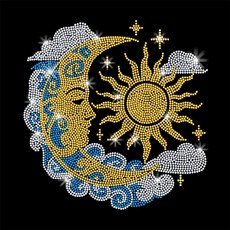 1개 유리 핫픽스 라인스톤 다리미 부착형 아플리케 의상 액세서리 (달 모양 297x210mm), 혼합색