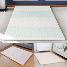 퀄팅 4단 폴더매트 200x140cm 두께4cm, 그레이 크림