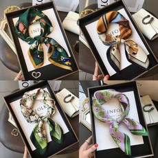 絲巾女圍巾網紅薄款圍脖護頸秋冬仿真絲時尚百搭高檔披肩70小方巾