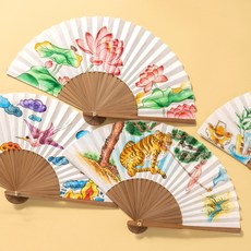 합죽선 전통 부채 만들기 종이 한지 접이식 선물 꾸미기 한국 그림 도안 기념 DIY 손 접는 옛날 민화, 합죽선(연꽃)