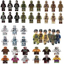 빌딩 블록 좀비 군단 레지던트 이블 군사 특수부대 휴머노이드 미니 생일 선물 인형, 1개, 9. Full set of 42 peopl