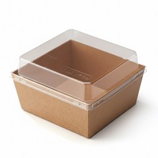 피크닉하우스 높은 정사각샌드 크라프트 본체 + 투명뚜껑, 10개, 1세트