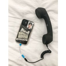 두우둥 수화기이어폰 레트로 전화기 인싸 빈티지, 귀마개, 블랙 + Apple 어댑터, 기본 색상