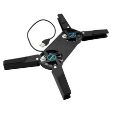 [포르르] 회전식 USB 팬 냉각 패드 2 팬 쿨러 노트북 쿨러 컴퓨터 노트북 스탠드 USB 팬 10-17 "PC 노트북 PC 컴퓨터, 검정색, 1개