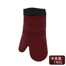 隔熱手套 廚房烘焙 加厚矽膠 烤箱防燙 耐高溫 微波爐專用 家用防護+十字纹手套朱红色+默认尺寸, 1個, 十字纹手套朱红色:默认尺寸