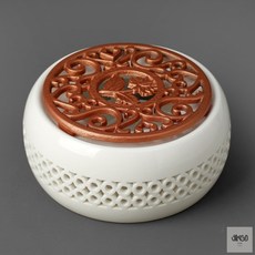 직코몰 도자기 티워머(화이트+브론즈) 투명주전자워머