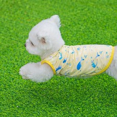 위니즈 아이스 쿨댕 셔츠 강아지 여름옷 나시 쿨링옷, 1개, 옐로우