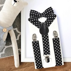 유아동 도트 멜빵 스커트 세트