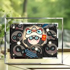 蛋仔派對髮光疊疊樂週邊水晶玻璃相框定製桌麵擺件長方形擺臺收藏, 1個, 伸手【超清】,5寸單相紙【無相框】