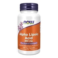NOW Foods a-硫辛酸素食膠囊 250mg, 1個, 120錠