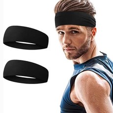 1+1 뛰어난 통기성과 빠른건조 남녀공용 스포츠 헤어밴드 운동머리띠, 1세트, 블랙